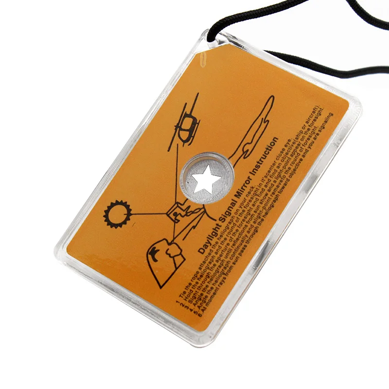 Portable Camping Daylight Signalling Mirror Survival Emergency Rescue Square Signal Mirror with Emergency Whistle