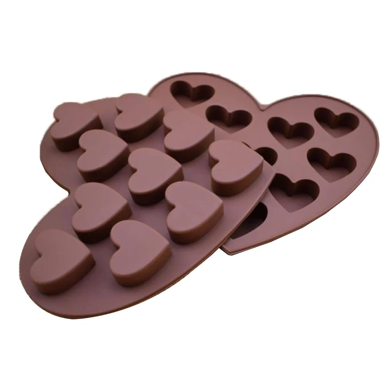10 Cavity Dimpled Heart Shape Chocolate Mold Silicone Baking Mold For Making Chocolate Bomb Cake Jelly Pudding Dessert Candy
