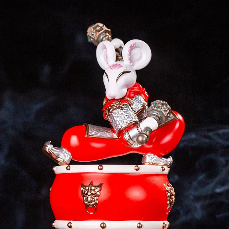 
Time Slow Amazon Resin Crafts Home Decoration Gifts Living Room Decor Armor Mascot Mouse Rat Drum Model With Light Ornaments 