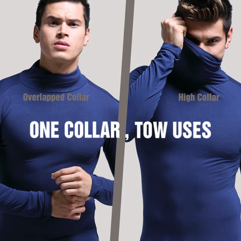 Оптовая продажа, Мужская черная водолазка с длинным рукавом, футболка на заказ, зимнее термобелье с высоким воротником для мужчин, длинные рукава