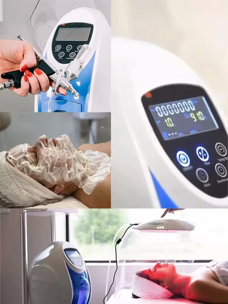LED Photon Therapy Spray Machine Skin Rejuvenation and Lightening Facial Treatment with Oxygen Jet Facial Mask Device