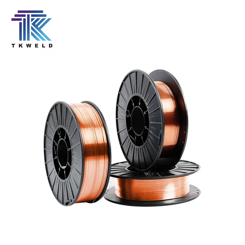 TKweld Copper Coated CO2 Protection Gas MIG Solid Cored Welding Wire ER70S-6 15kg 20kg Plastic spool OEM Customized Available