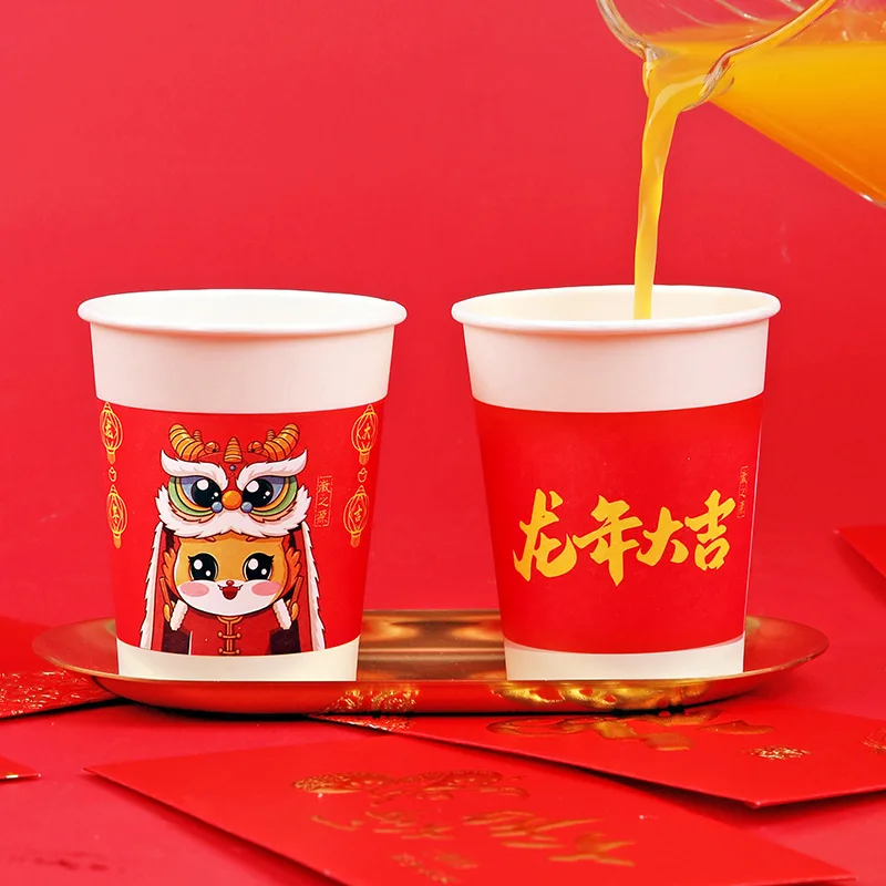 Recyclable Custom Coffee Paper Cups Hot-stamping 8oz/12oz/16oz Double Wall In US Market