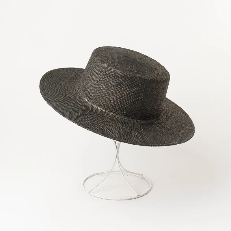 Hot selling solid ladies straw visor plain hats with logo