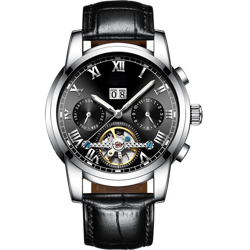 
Custom Men Luxury Mechanical Watches Stainless Steel Tobion Tourbillon Winding Wrist Watches Automatic 