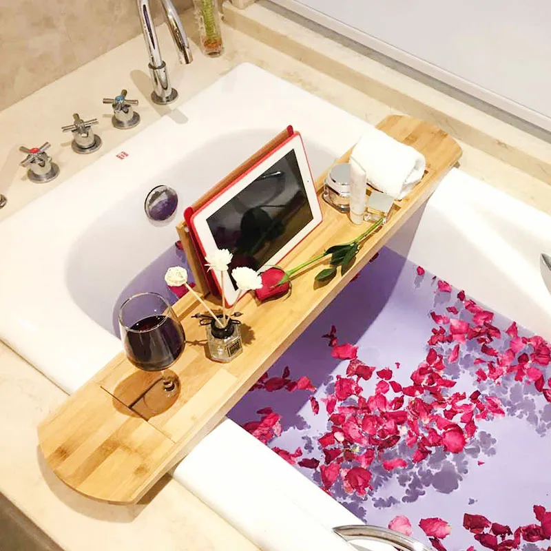 Wholesale cheap bathtub tray bath board bamboo bath rack with custom logo (1600308533536)