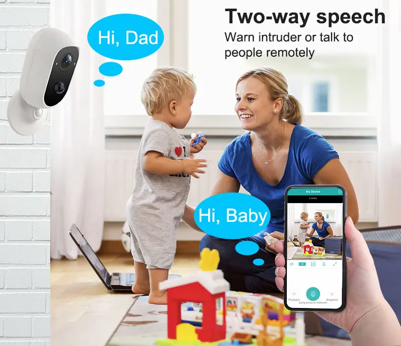 100% Wireless Battery Wifi Security Camera 1080P Home Baby Camera Monitor
