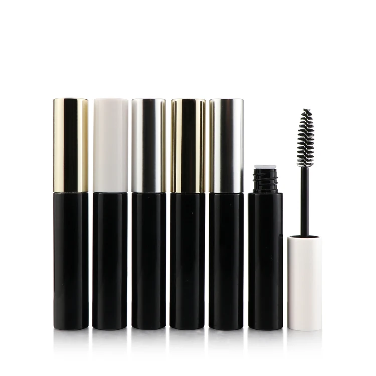 5 6 10ml Empty mascara tube custom lipgloss tube containers with brush black plastic cosmetics tubes