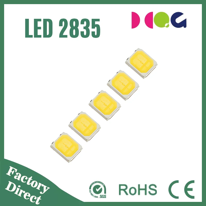 High Lumen 6000k 2835 White SMD LED Chip 150mA with Ingan 2W Power Warm White Emitting 6000k Color Project Installation Included
