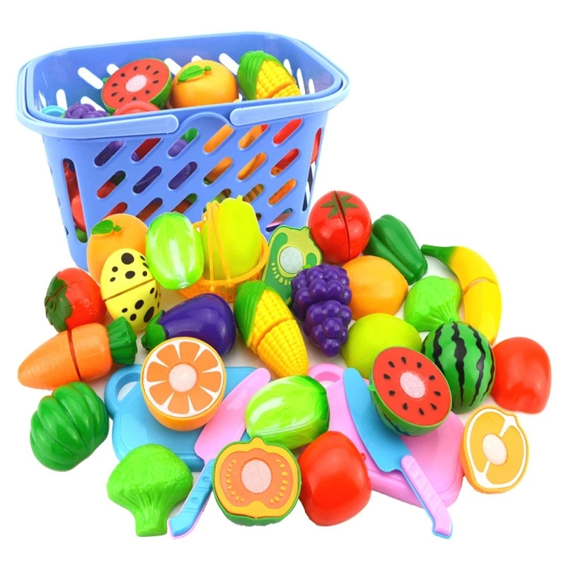Plastic Food Toys Cutting Fruit Vegetable Food Pretend Play Children Toys For Kids Educational Toys For Girls Boys