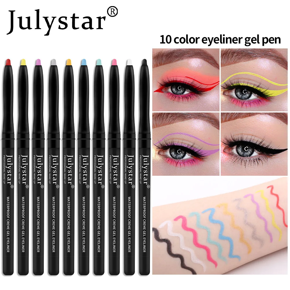10 colors Colorful Eyeliner Crayon Private Label Waterproof Creamy Gel Eyeliner Pencil
