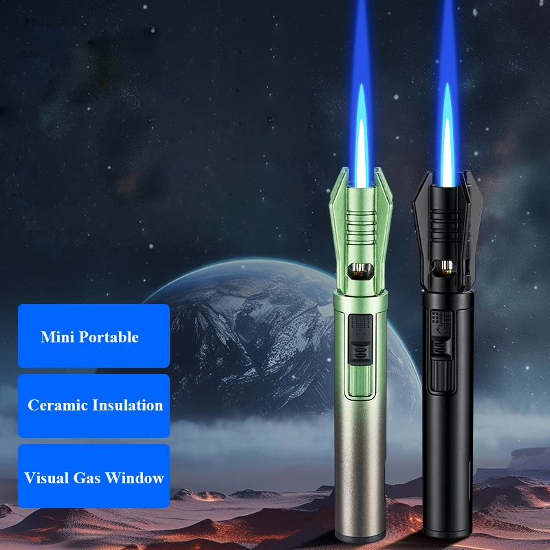 2024 Business Gift Creative Clip - Pocket-Sized Torch Fire Torch Butane Gas Jet Cigar Windproof Lighter