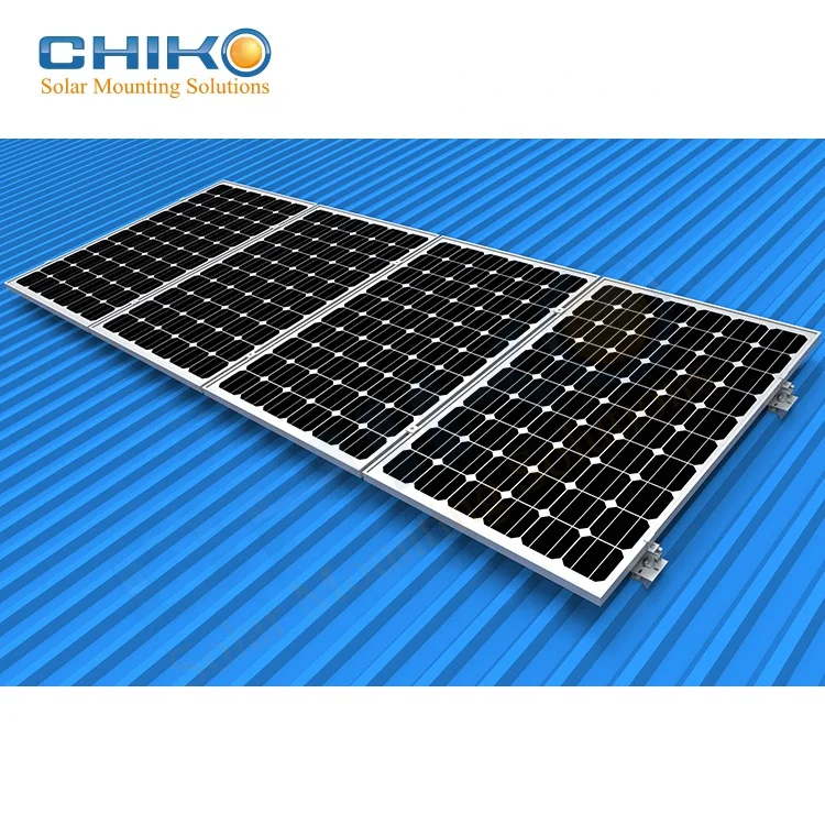 Quick fixed solar panel structure with clamps on trapezoidal Steel sheet rooftop