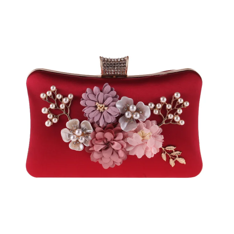 ODM OEM 2023 Pearl Flower clip bag Vintage One Shoulder clutch bag evening bags