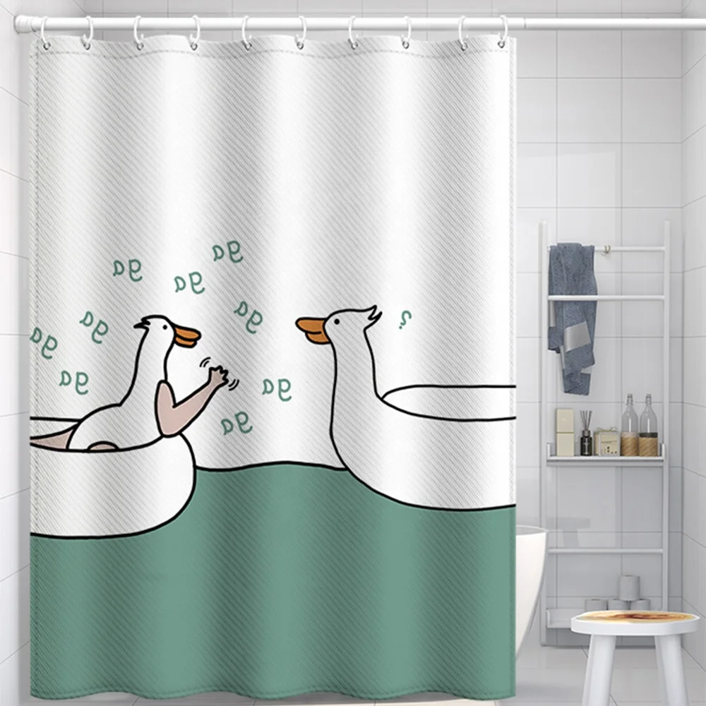 Cute duck waterproof mildew-proof shower bathroom partition cartoon outdoor waterproof decorative bath curtain