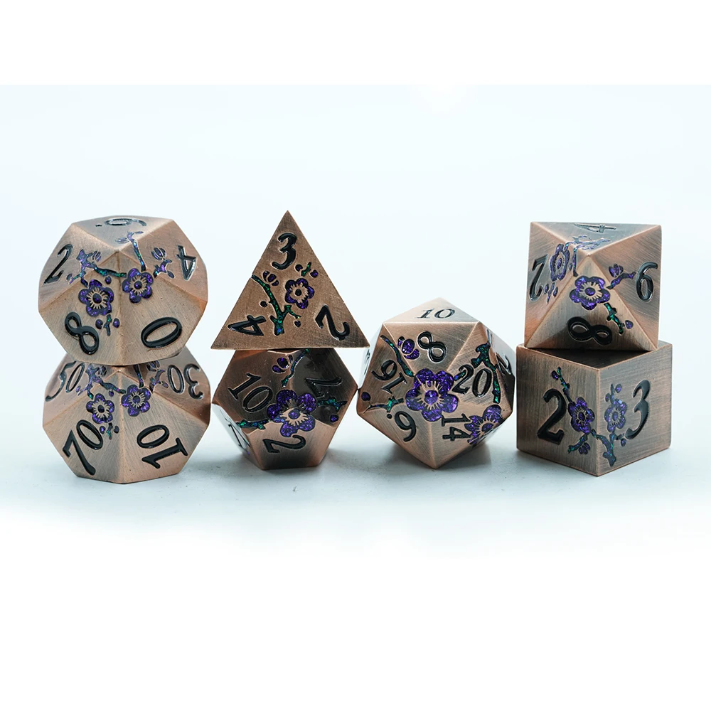 RPG Accessories Bulk Buy Flower Metal DND Dice Set for Board Game