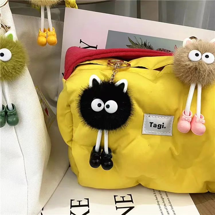 2024 New Products Idea Cute Cartoon Keychain Plush Doll Small Briquettes Bag Pendant Car Key Chain Accessory Small Gift