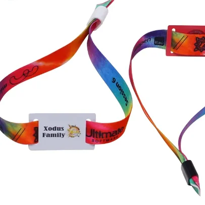 cheap no minimum Custom Vip Party Pass Festival Fabric Wristbands Events Rfid Wrist Band with PVC tag For Concert
