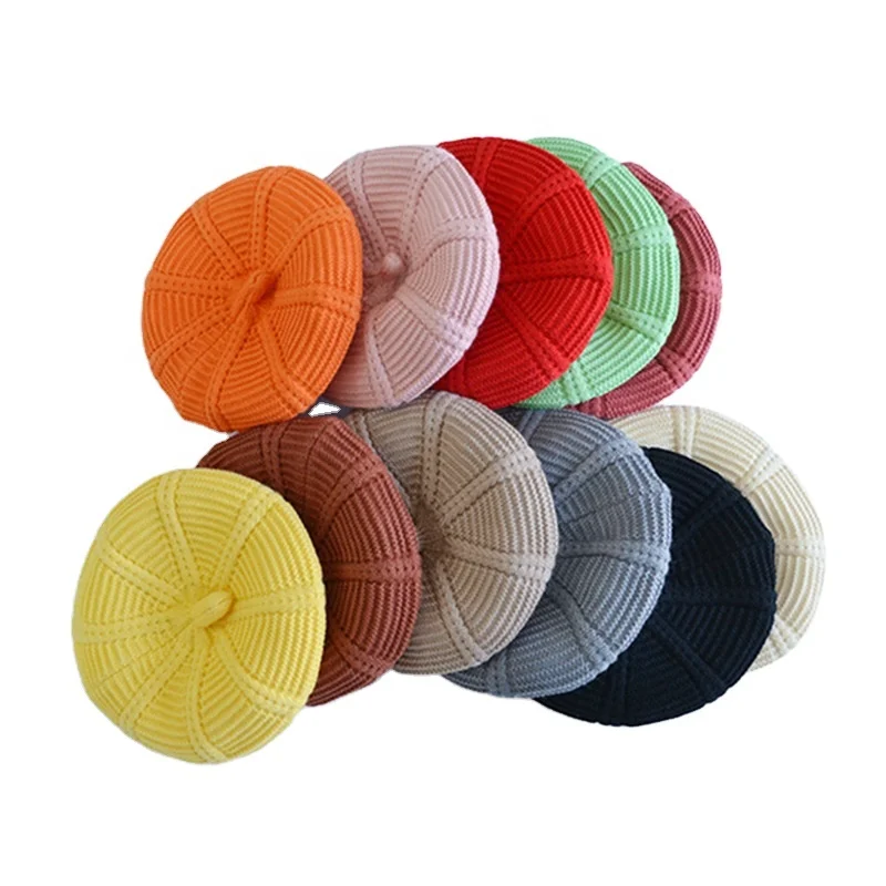 
KENSHELLEY Factory Wholesale Kid Beret High Quality Sold Color Knitted Beret For Girls 