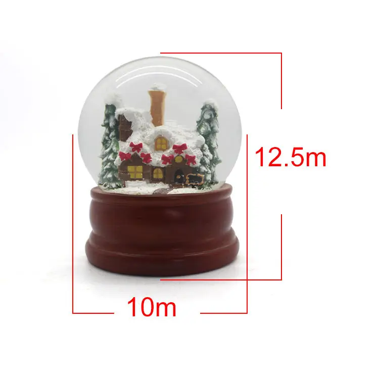 Custom resin crafts Christmas Cottage Snowball Wood base factory wholesale water globes Christmas ornaments souvenir gift