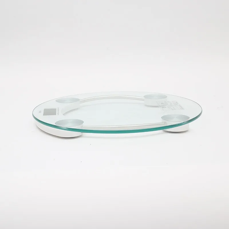 Customized bathroom transparent tempered glass round electronic digital weight body fat scale