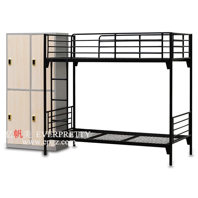 Good Quality School Dormitory Furniture Set 4-people Wardrobe Metal Frame Double Bunk Bed for Student