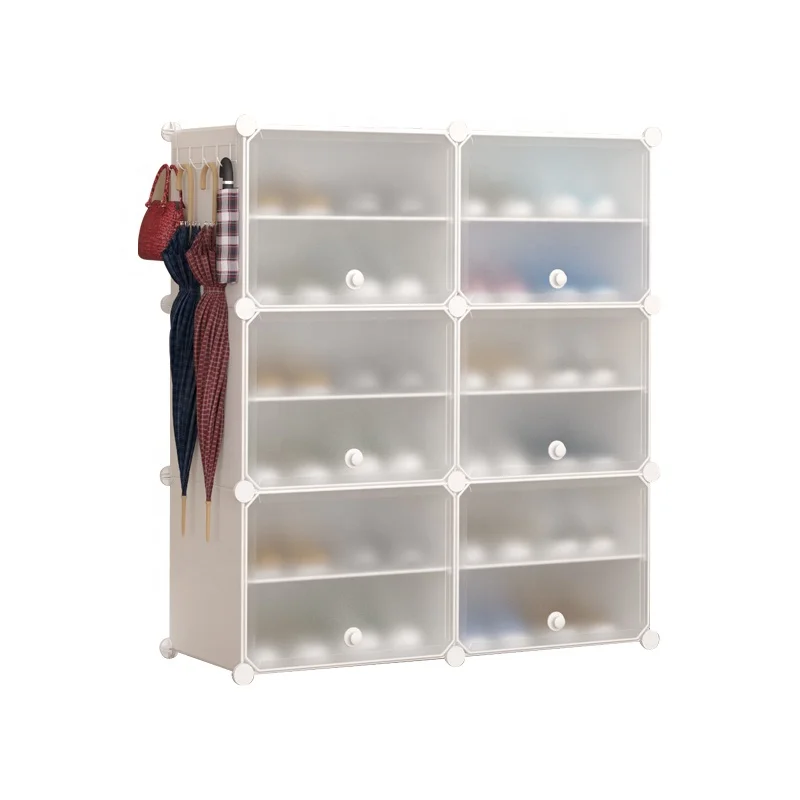 Самодельный пластиковый шкаф для обуви, 24 пары обувных стеллажей, органайзер, полка для обуви черного цвета для использования в гостиной