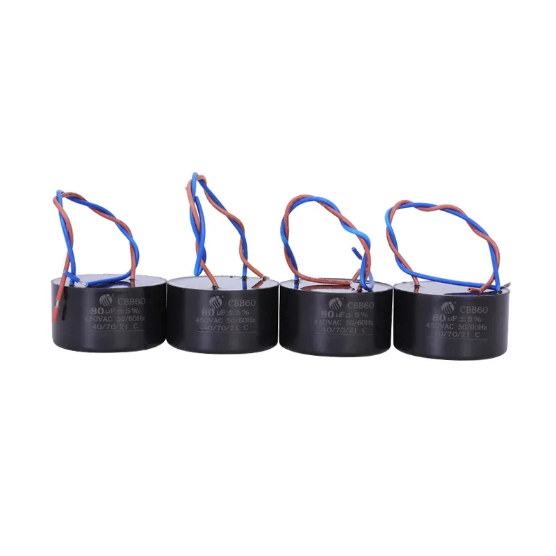 CBB60 Capacitor 450V 80UF Well Capacitor Submersible Pump Immersed Round Cake Type Capacitor Waterproof and Oil Proof