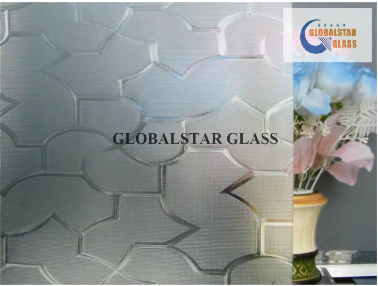 4mm  bronze clear nashiji mistlite may flower patterned glass for window
