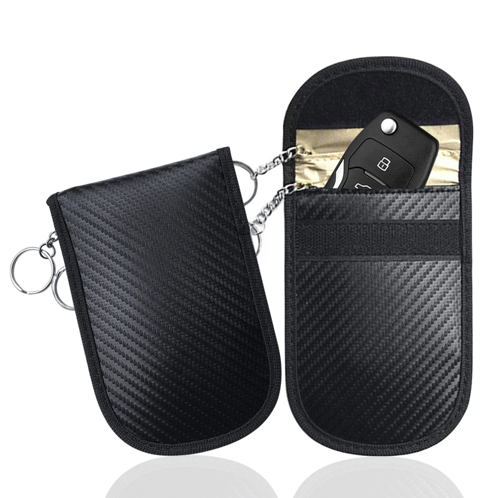 RFID Carbon Fiber Faraday Key Fob, Car Key Signal Blocking Faraday Bags, Car Security Protection Key Faraday Pouch