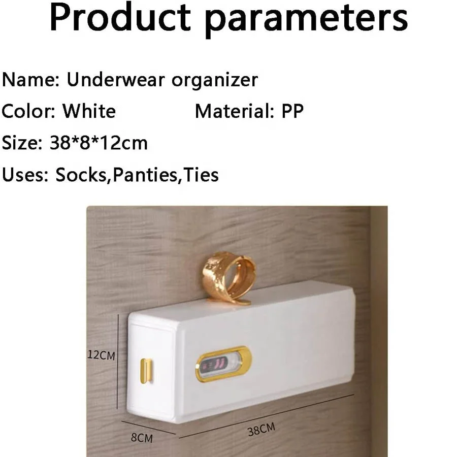 Closet Self-adhesive Underwear Divided Plastic Socks Organizer Wall Mounted Bra Pull-out Storage Drawer Box