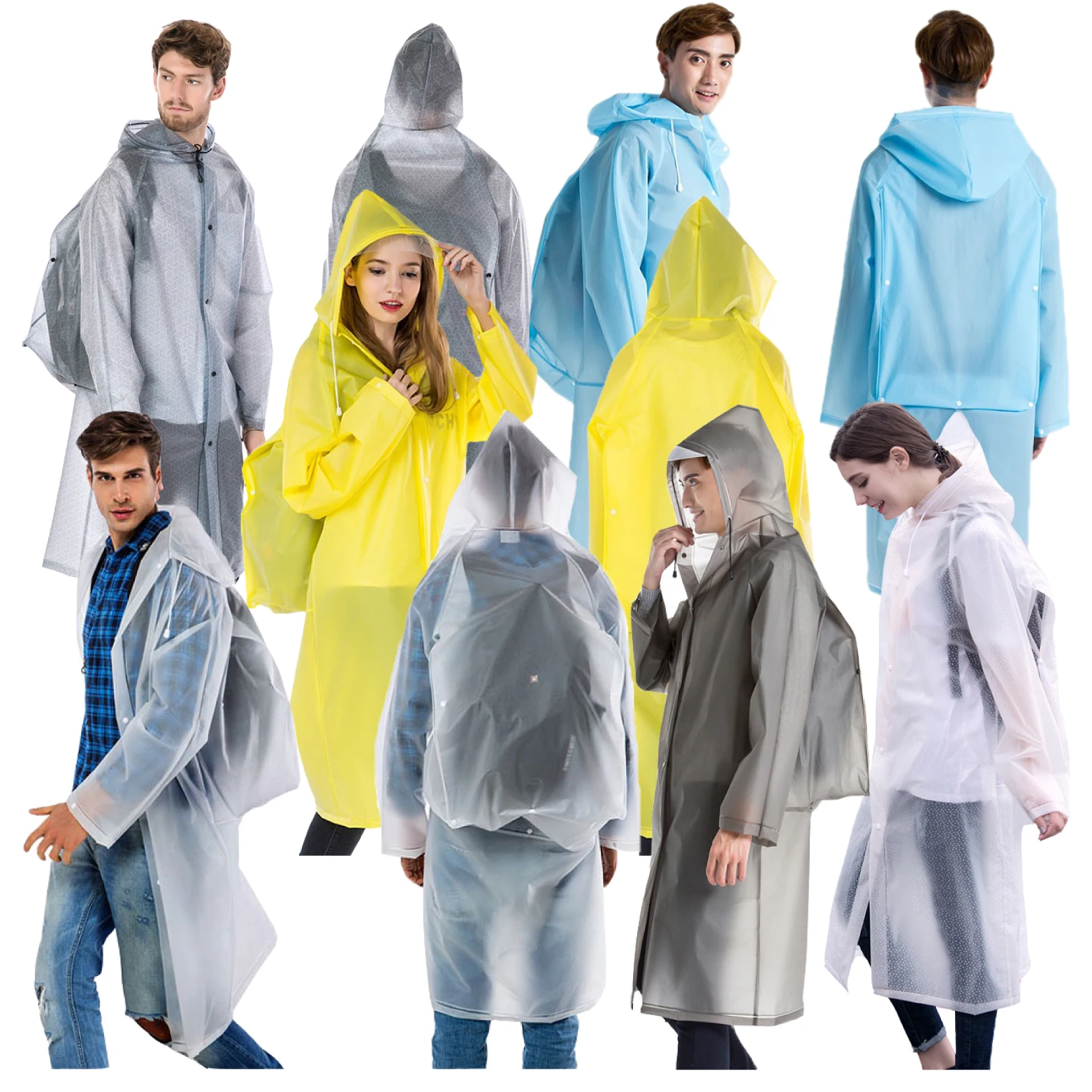 EVA Non- Disposable Waterproof Poncho Rain Coat Fashion Raincoat Hooded Raincoat For Adults Kinds Chidren