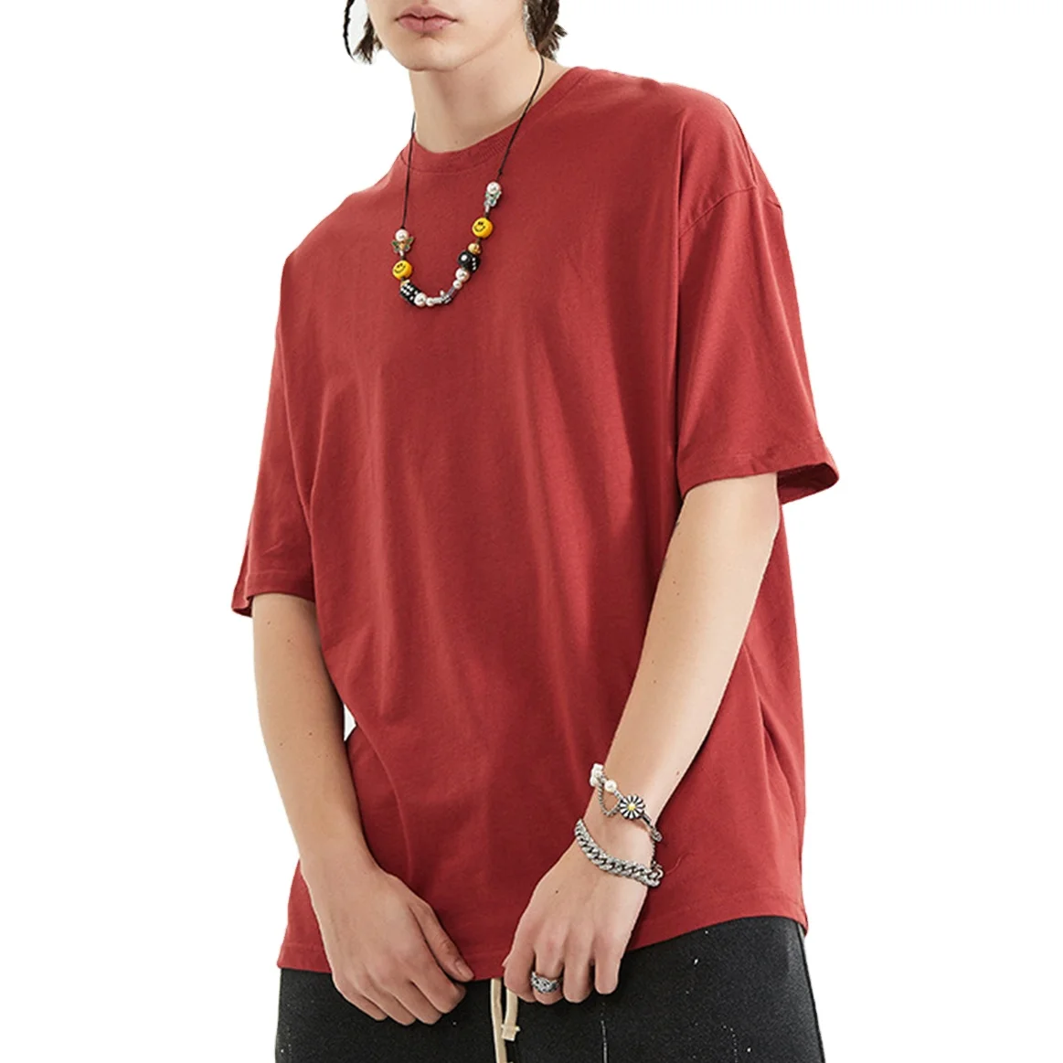 Oversize Casual Short Sleeve T Shirts 100% Cottlon Tee Loose Fitting Sports Fitness Tops  Daily Streetwear Gym Shirts