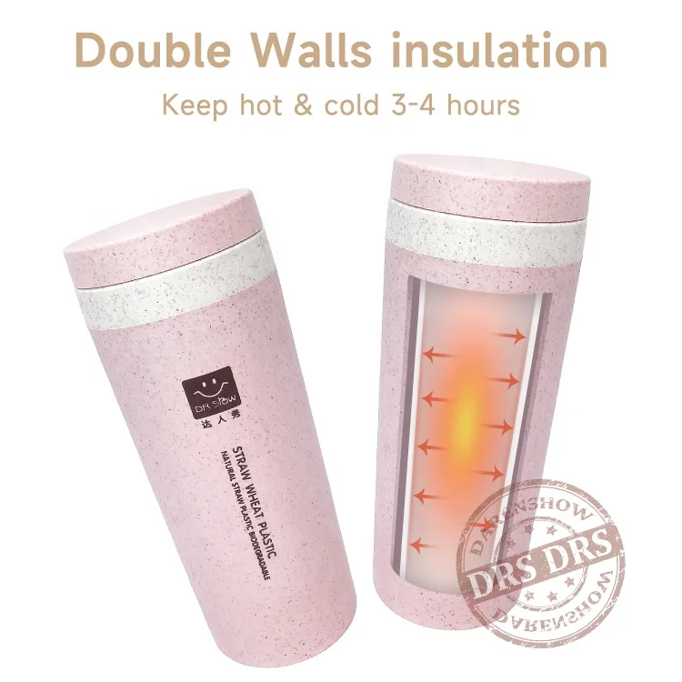 Custom Eco Friendly 300ml Biodegradable Plastic Wheat Straw Fiber Water Bottle