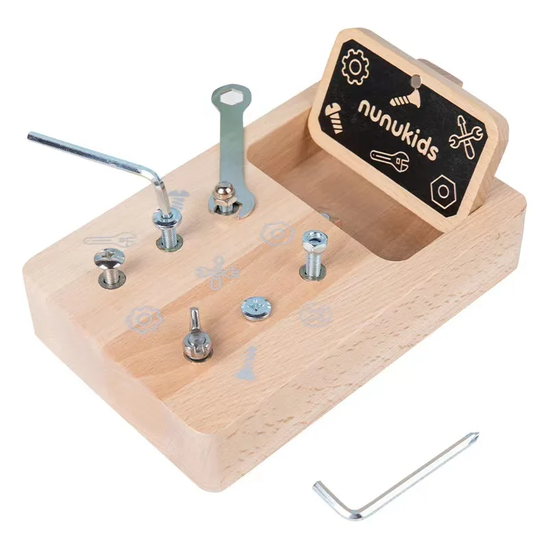 Wooden Montessori screw nut disassembly tool maintenance tool table toy daily baby life teaching aid
