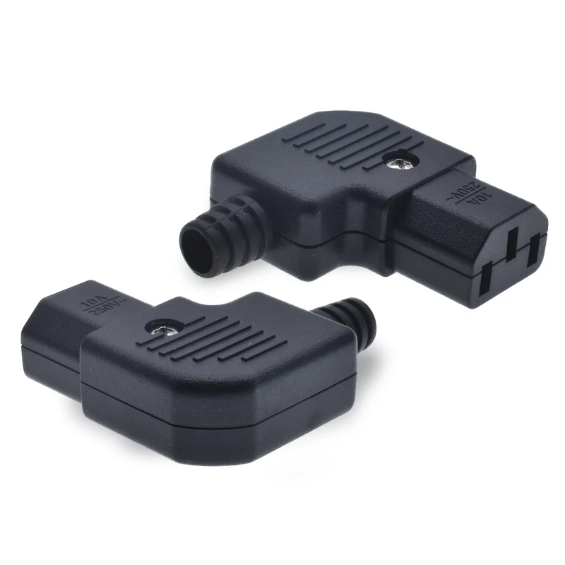 C13 C14 Power Plug AC250V 10A 3 Pins Terminals Panel Mount IEC male Female top Adapter elbow 90 degree Power Socket Connectors