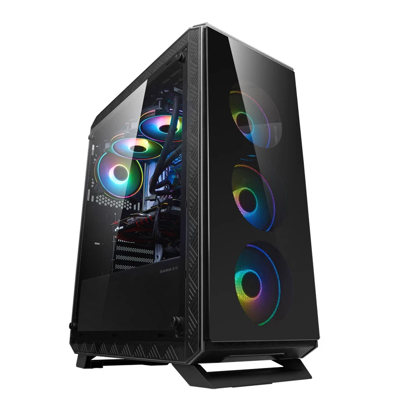 
SAMA OEM Gaming PC Cases Tepmered Glass on Front and Top ATX Desktop Computer Case USB3.0 Cable  (1600199047429)