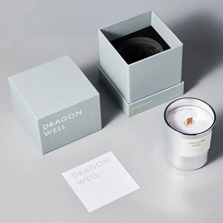 Luxury  Custom Design Color Printing Rigid Cardboard Lid and Base Paper Packaging Boxes for Scented Candles Gift Packaging