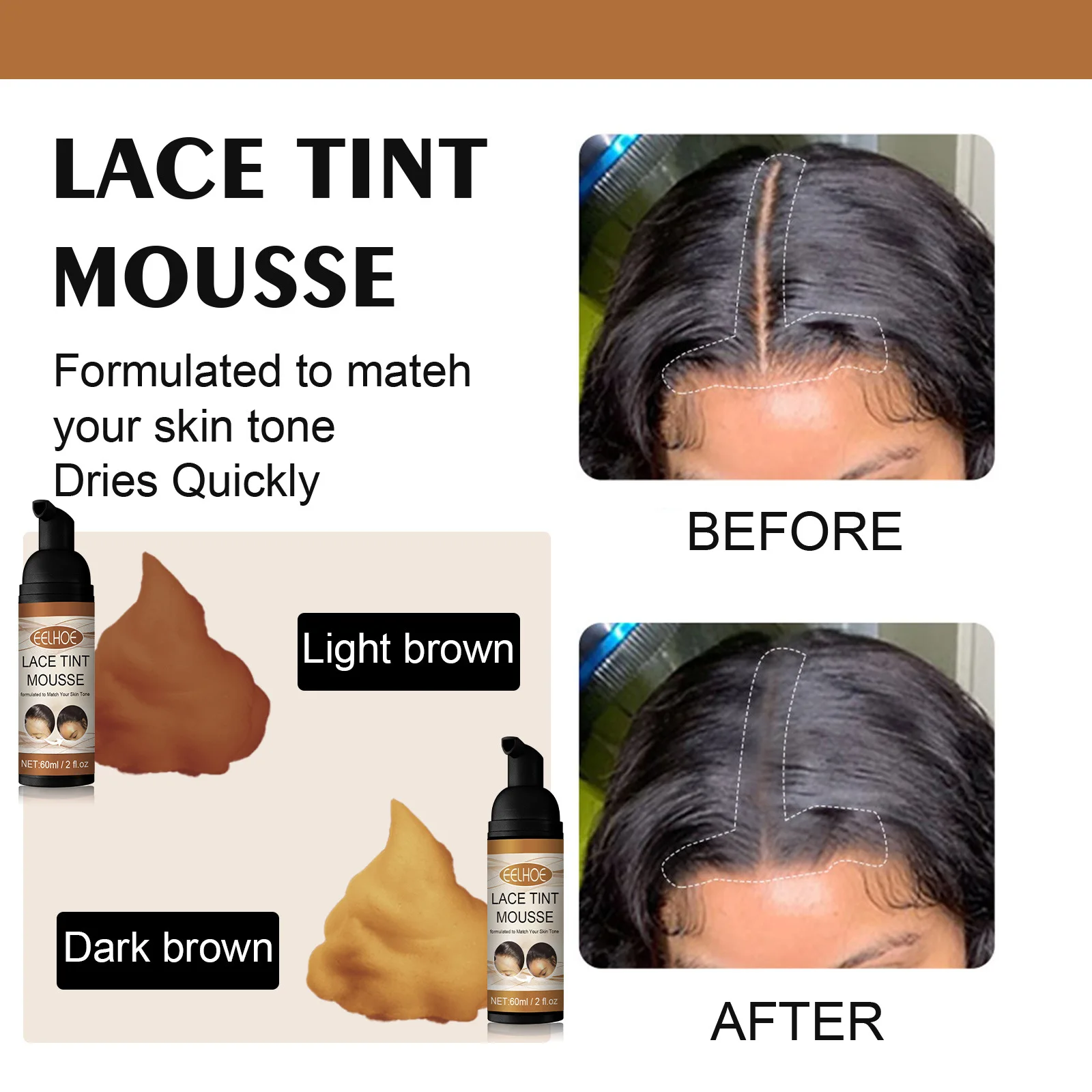 2024 best-selling lace wig foam private brand natural color easy control uniform color beautiful inside and outside mousse