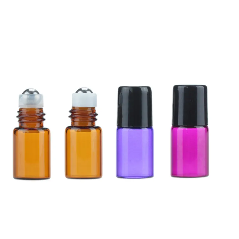 
1ml 2ml 3ml Amber Glass Vials Roll On Bottle Purple Pink Green Color in stock 