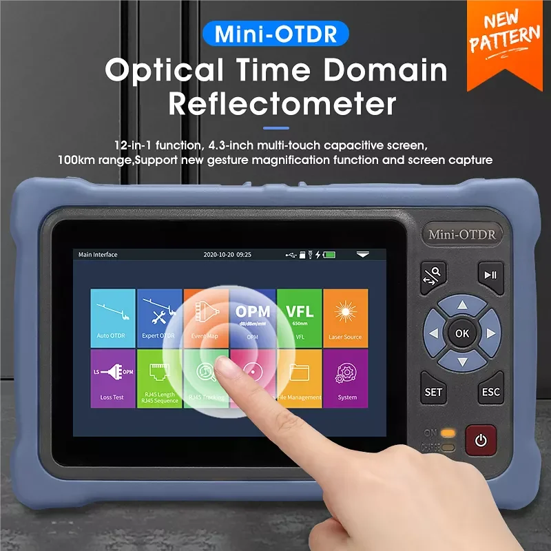 Мини OTDR 1310/1550nm 26/24dB сенсорный экран портативный мульти функции тестера оптиковолоконный тестовый Pon VFL