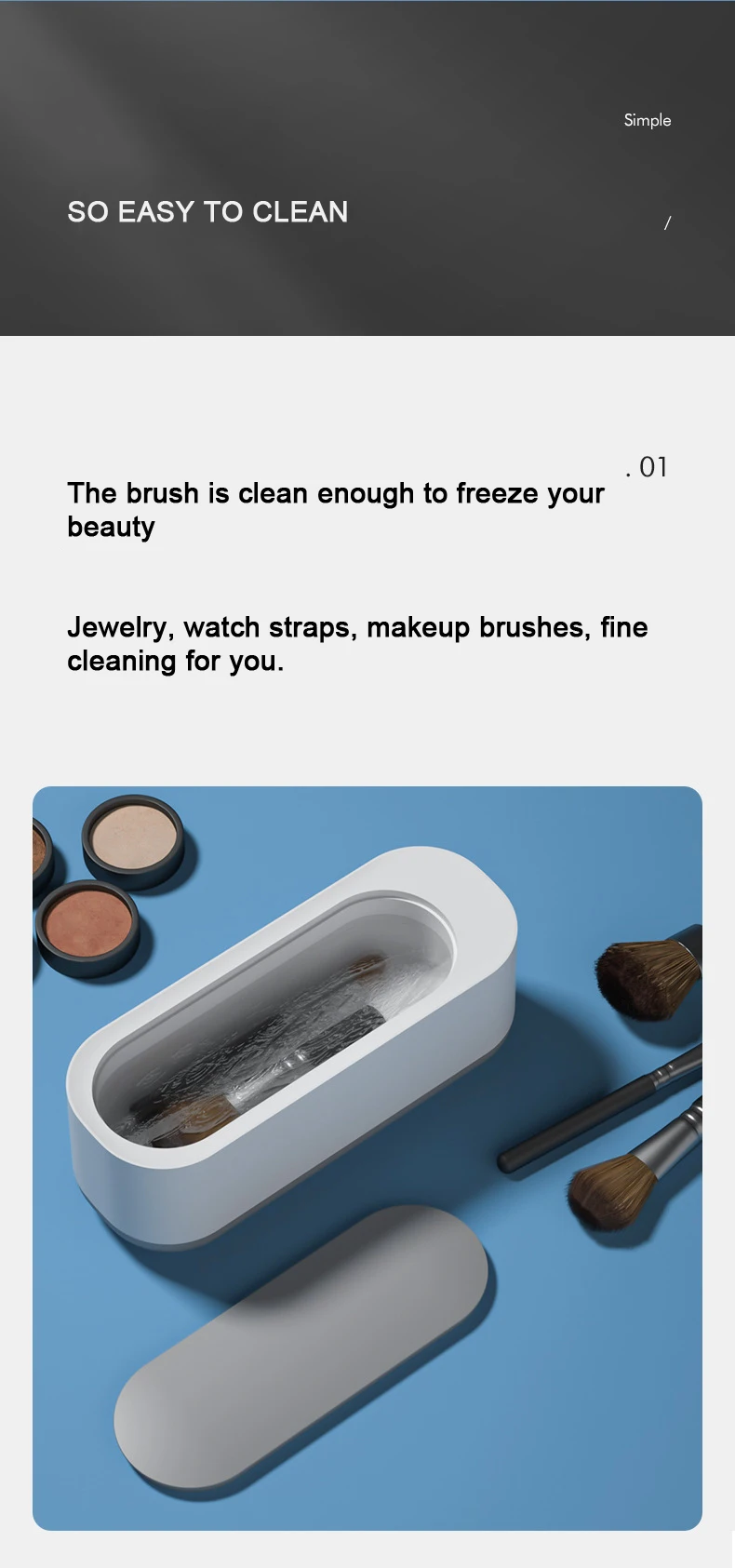 Mini digital dental denture watch glasses jewelry ultrasonic cleaners