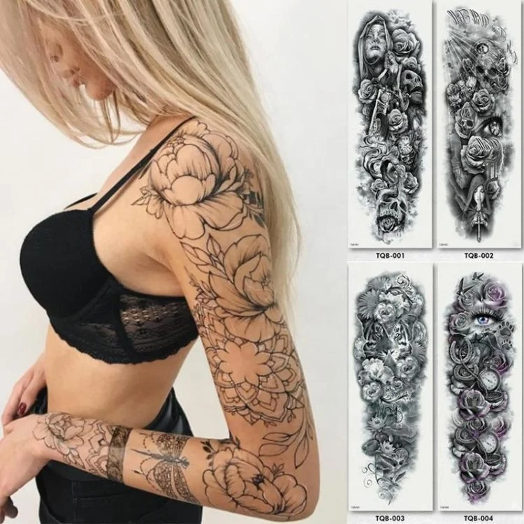 Full Arm Waterproof Temporary Tattoos Half Arm Shoulder Tattoo Extra Large Lasting Tattoo Stickers for Girls and Women