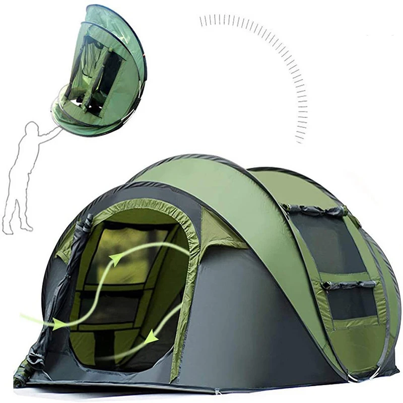 Hiking Camping Equipment Automatic Waterproof 3-4 Person Camping Tent Anti-mosquito Easy Build Tent