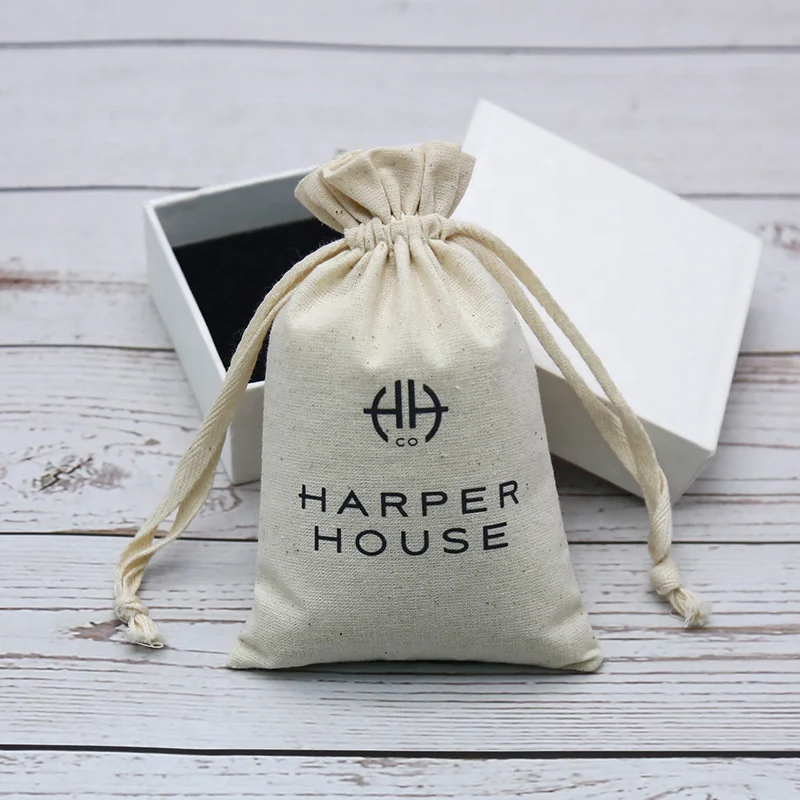 Double Drawstring Cotton Pouch Storage Muslin Cotton Drawstring Bag For Gift