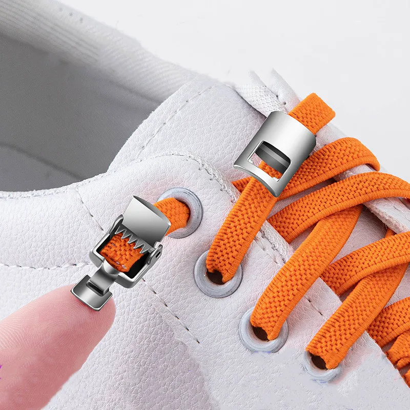 OLIAN 6MM Or 8MM Wide Press lock No Tie Shoe laces Elastic Shoelaces For Kids Adult Shoes Quick Lazy Shoelaces