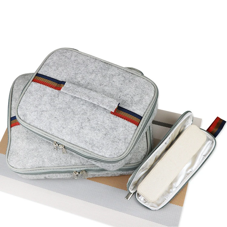 Thickened tin foil ice cube insulation dinner plate bag felt portable lunch insulation bag