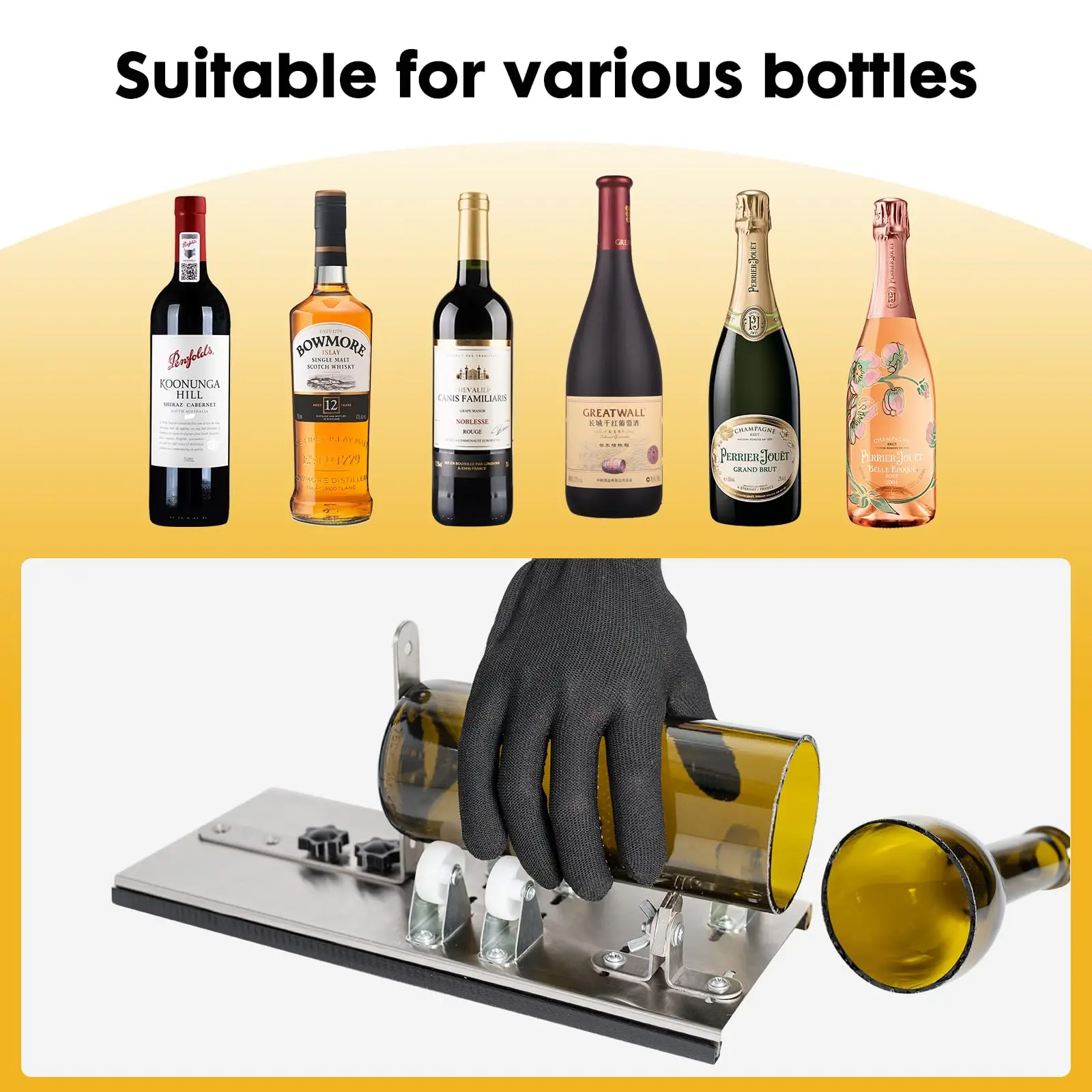 Glass Bottle Cutter Upgraded Cutting Kit Bottle Cutting Tool Suitable for Round Square and Oval Bottlenecks