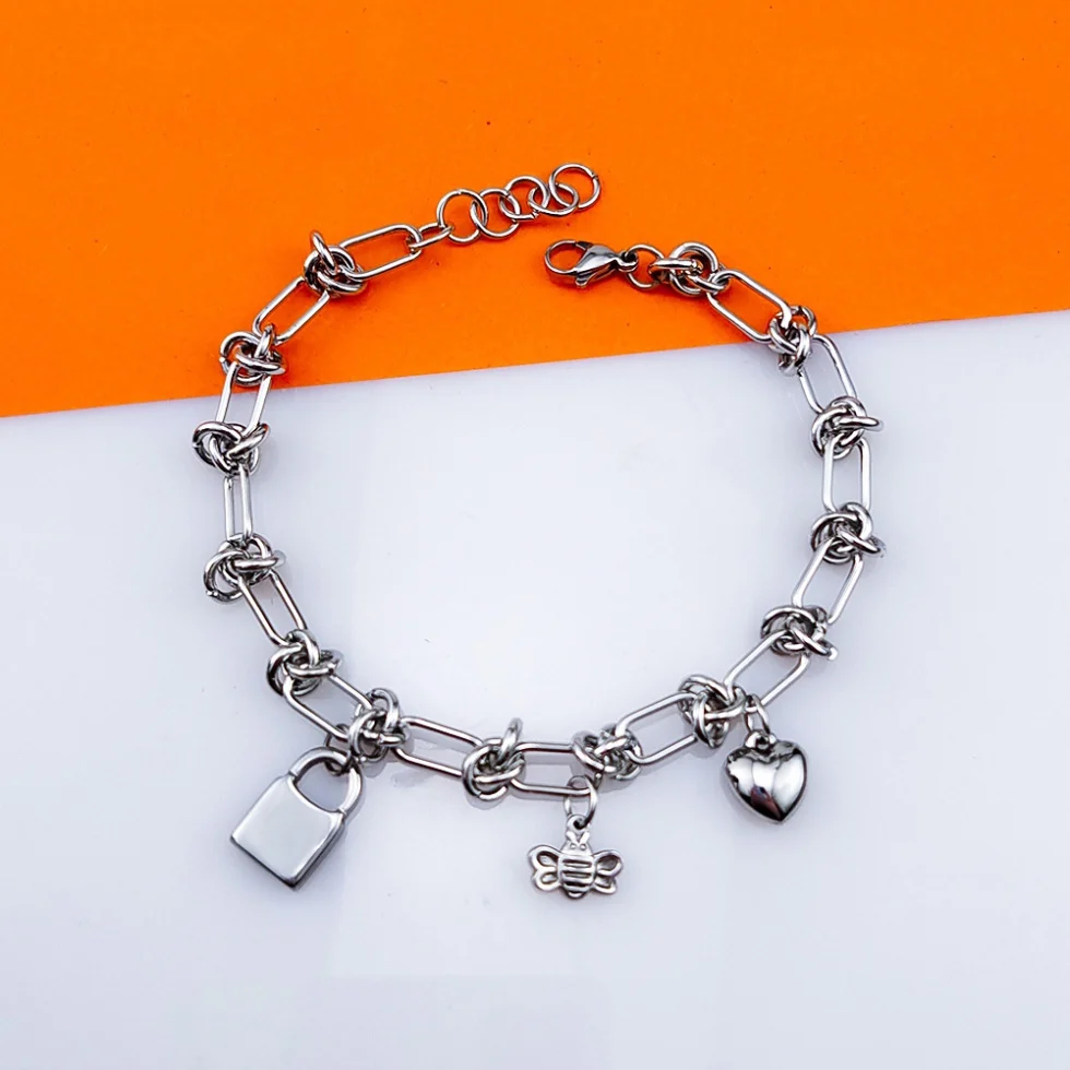 Spanish Brand Jewelry Lock Heart Pendant With Knot Bracelet Necklace Stainless Steel Titanium Jewelry