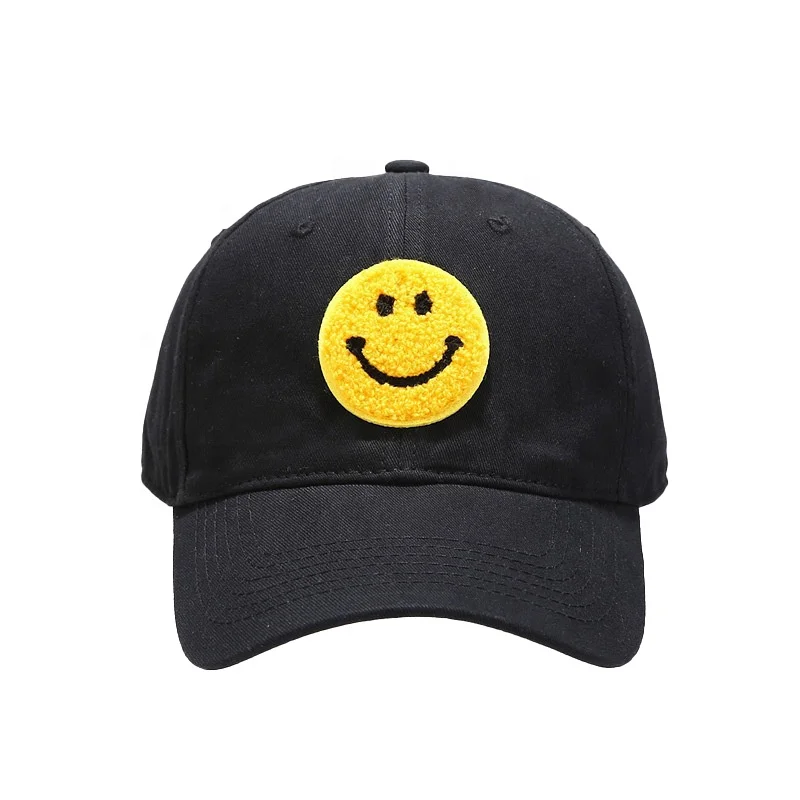 Unisex gorras Womens Embroidered Baseball caps  for Men Black dad hat Funny Fitted Trucker Smiley Face Running hat